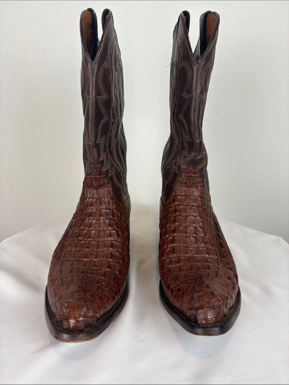 Lucchese 2000 Caiman Crocodile Boots Men’s 10 D Brown Exotic Western Leather - Picture 2 of 6